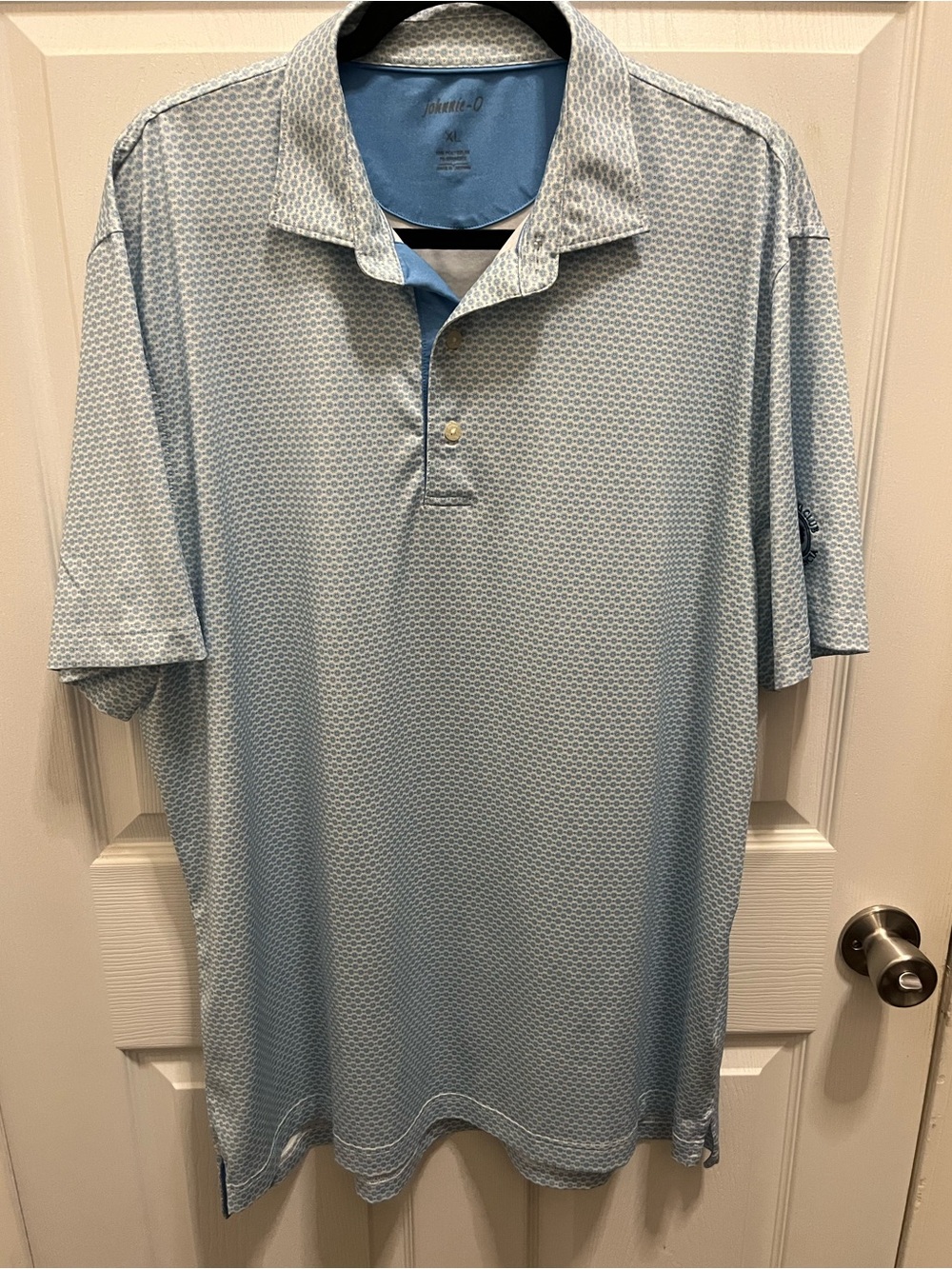 johnnie-O Light Blue Microprint Polo